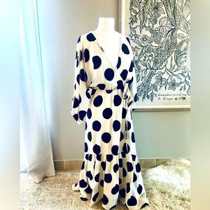 H&M Cream and Black Polka Dot Maxi Dress
